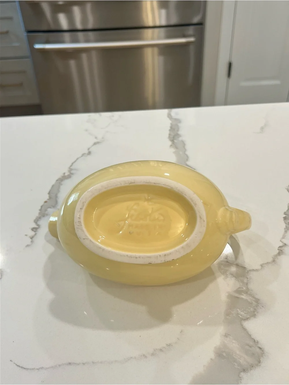 Vintage Fiesta Ware light yellow “sunflower” gravy boat EUC